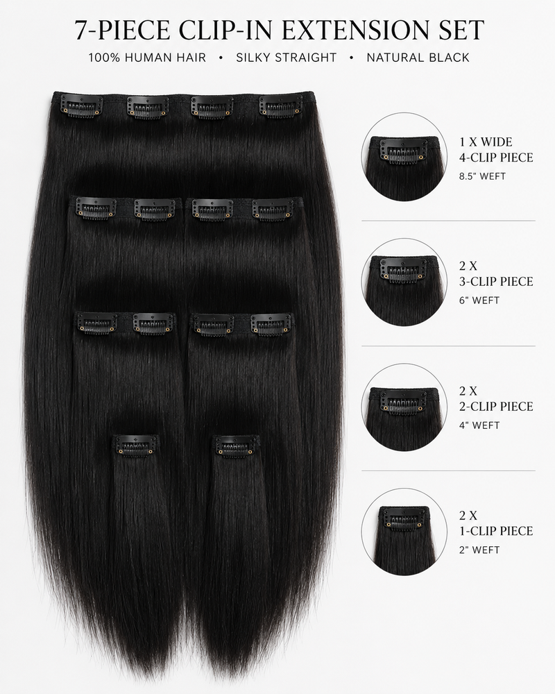 SEAMLESS SILK CLIP-IN #1B OFF BLACK