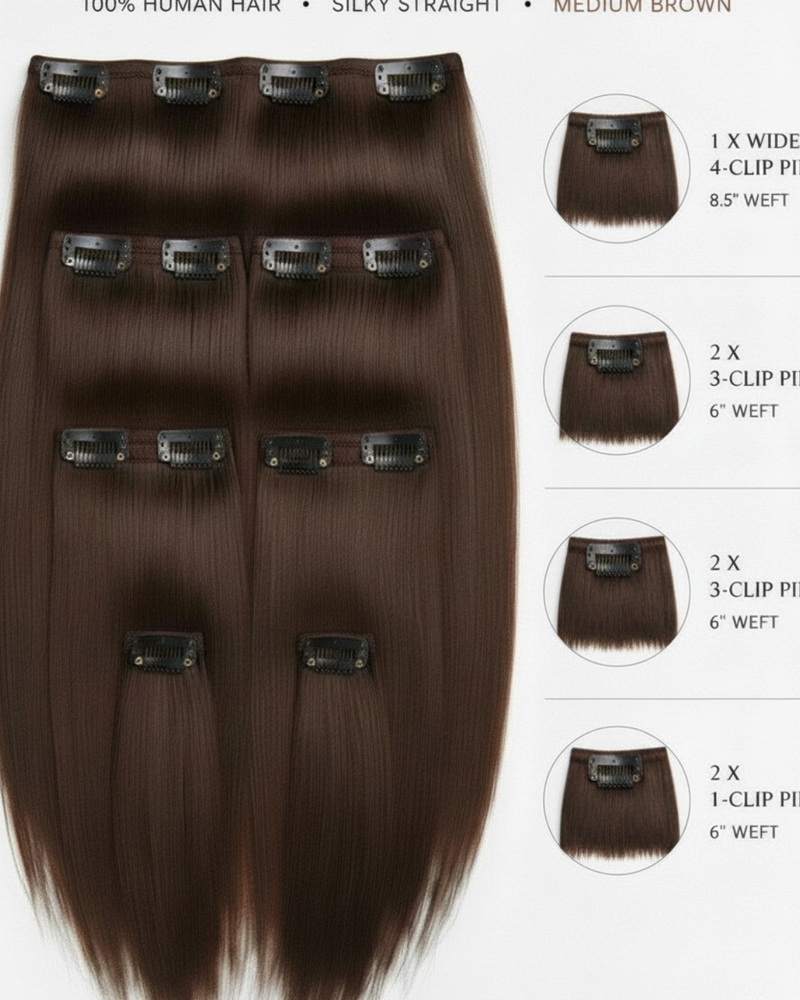 SEAMLESS SILK CLIP-IN #2 DARK BROWN