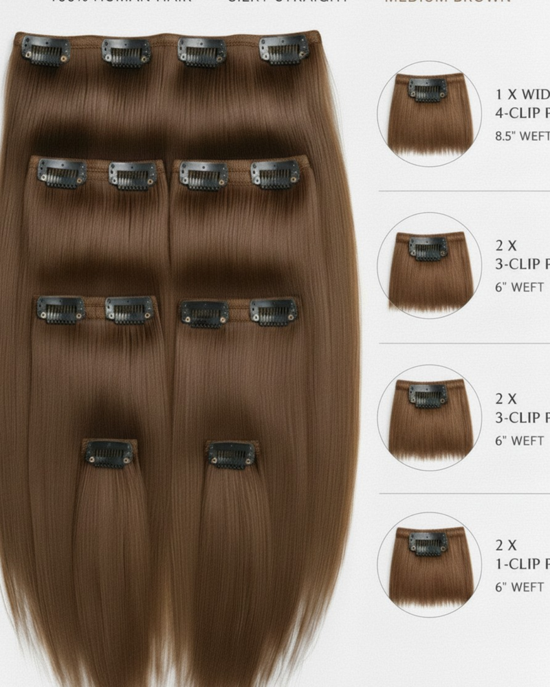 SEAMLESS SILK CLIP-IN #4 MEDIUM BROWN